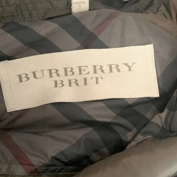 BURBERRY BRIT Metallic Olive Down Coat size medium